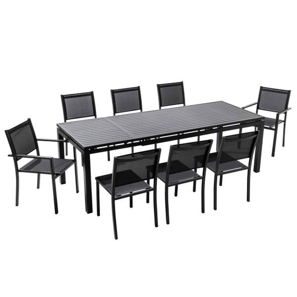 Gartenset Galilee Grau - Metall - 90 x 76 x 240 cm