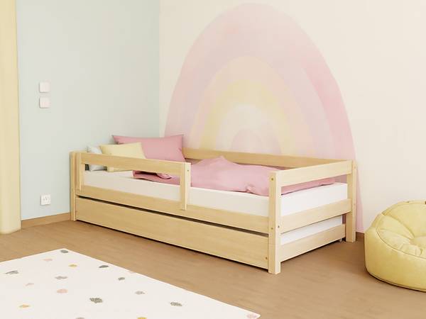 Kinderbett LUCKY 14 Pink - Fichte - 128 x 41 x 208 cm
