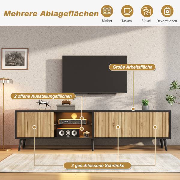 TV-Schrank Neptunus Ⅲ Schwarz - Braun - Holzwerkstoff - 31 x 44 x 175 cm