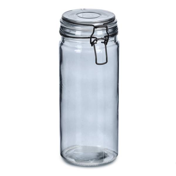 Vorratsglas m. Bügelverschluss, 1000ml Grau - Glas - 10 x 21 x 10 cm