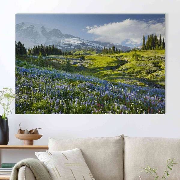 Akustikbild Bergwiese mit Blumen 210 x 140 cm
