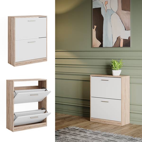 Schoenenkast Gizmo 49407 Sonoma eikenhouten look - wit