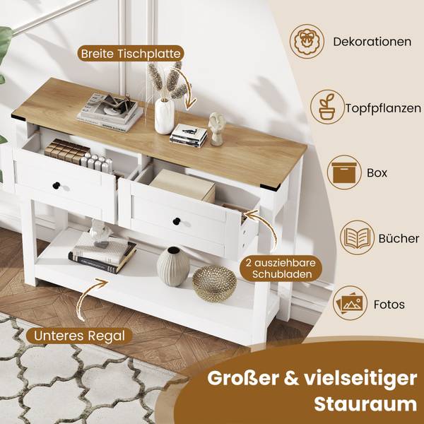 Konsolentisch VH34830 Weiß - Holzwerkstoff - 30 x 82 x 106 cm
