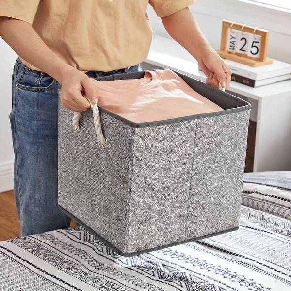 3er-Set Aufbewahrungsbox Faltbox Grau - Textil - 30 x 30 x 30 cm