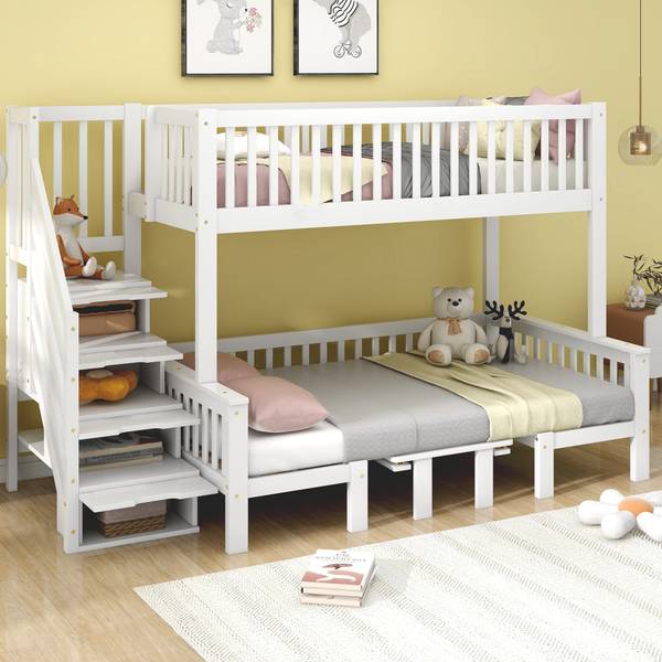 Etagenbett AtticLucyⅠ Weiß - Holzwerkstoff - Massivholz - 126 x 170 x 253 cm