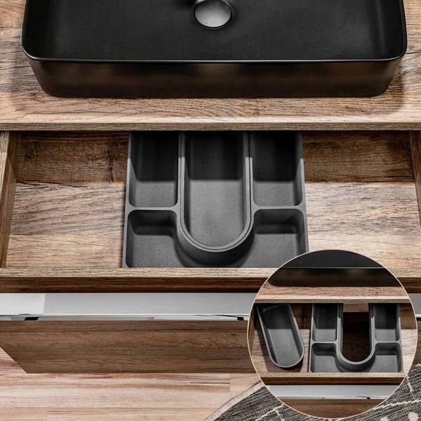 Badmöbel-Set PUEBLA-56-105 5er-Set Braun - Holzwerkstoff - 160 x 60 x 46 cm