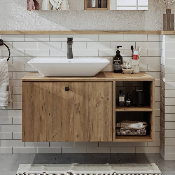 Badmöbel Set LOTUS-II-95 2-teilig Braun - Holzwerkstoff