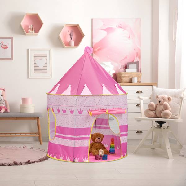 Speeltent prinsessen roze - geel - polyester - staal - 100 x 135 x 100 cm