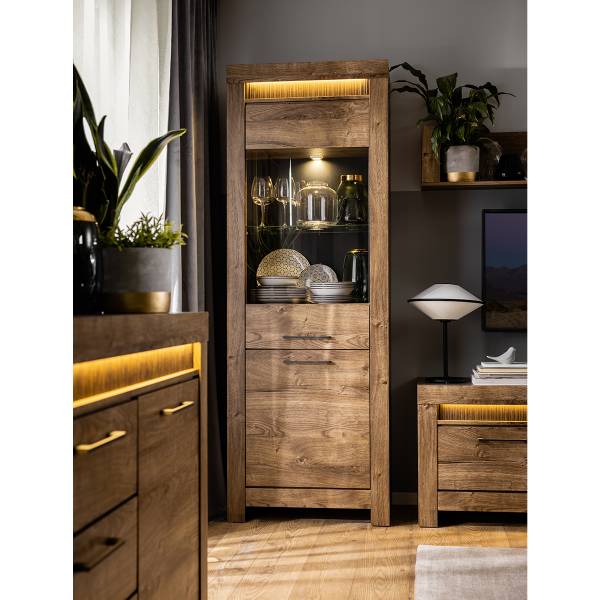 Vitrine Amaury Braun - Holzwerkstoff - 70 x 200 x 45 cm