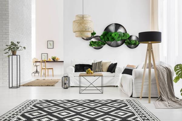 Sculpture murale Disques Mavro Beige - Vert - Métal - 142 x 59 x 11 cm