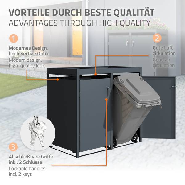 Abri à poubelles TORINO lot de 2 Largeur : 132 cm