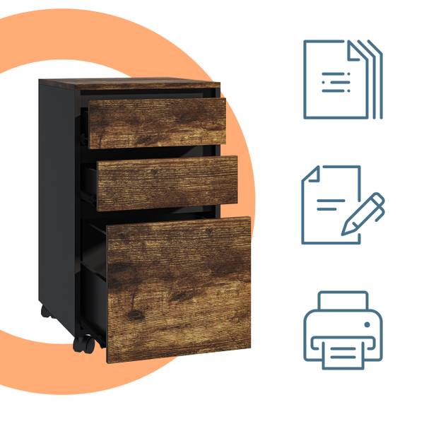 Ladeblok bureau 70 cm hoog zwart - bruin - ijzer - 40 x 70 x 40 cm