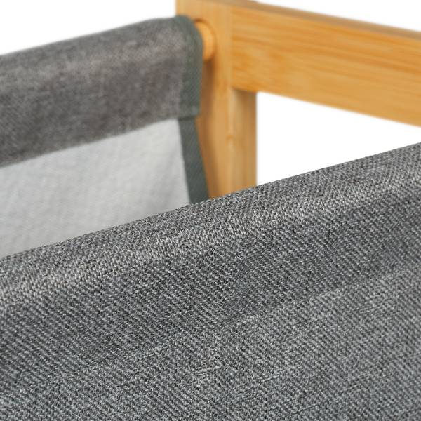 Porte-documents en bambou et polyester Marron - Gris - Polyester - 40 x 37 x 21 cm