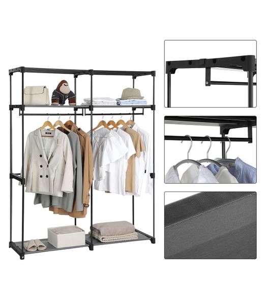 Stoffschrank Branville I Vliesgewebe / Eisen - Anthrazit - Grau