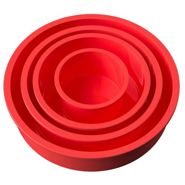 4-teiliges Set Silikon Kuchenbackformen Rot - Kunststoff - 25 x 6 x 25 cm