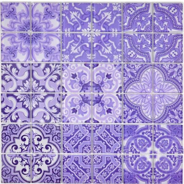 Mosaikfliesen 68-Retro-I Violett - Glas - 30 x 30 x 30 cm
