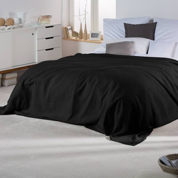 Romantica Tagesdecke Wildleder Optik Schwarz