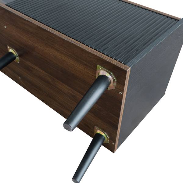 TV-lowboard met Schuifdeuren Eos I zwart - bruin - staal - 40 x 58 x 160 cm