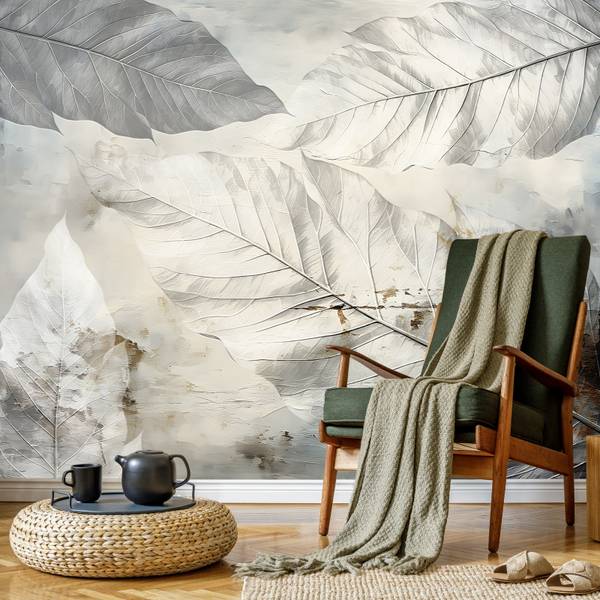 Vlies-Fotobehang ABSTRACT Natuur Muur lichtgrijs - 400 x 280 x 280 cm