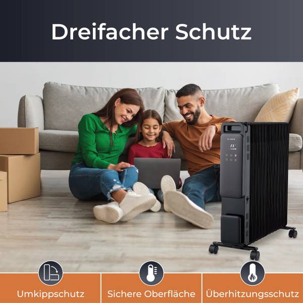 Ölradiator 2500 Schwarz - Metall - 25 x 63 x 52 cm