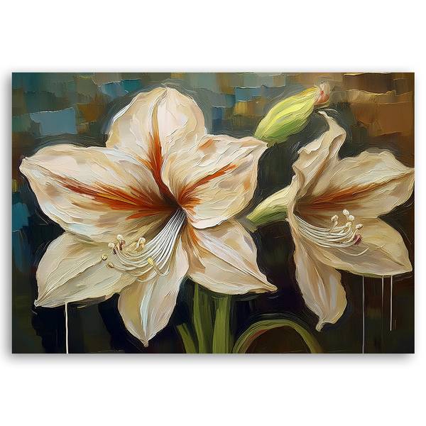 Tableau déco fleur peinte 90 x 60 cm