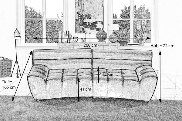 Big Sofa NERLA Grau - Webstoff - Samt - 260 x 78 x 165 cm