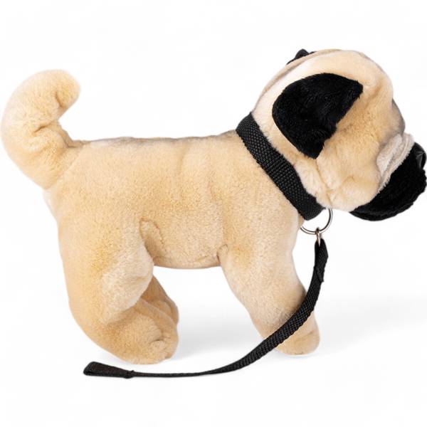 Kuscheltier Mops mit Leine Beige - Kunstfell - 10 x 20 x 23 cm