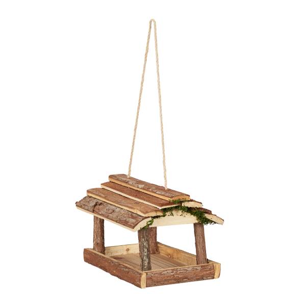 Vogelfutterhaus mit Rinde Braun - Holzwerkstoff - Kunststoff - 21 x 19 x 32 cm