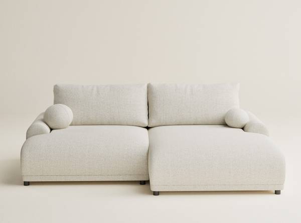 Ecksofa Tallin Creme - Ecke davorstehend rechts - Ottomane davorstehend rechts