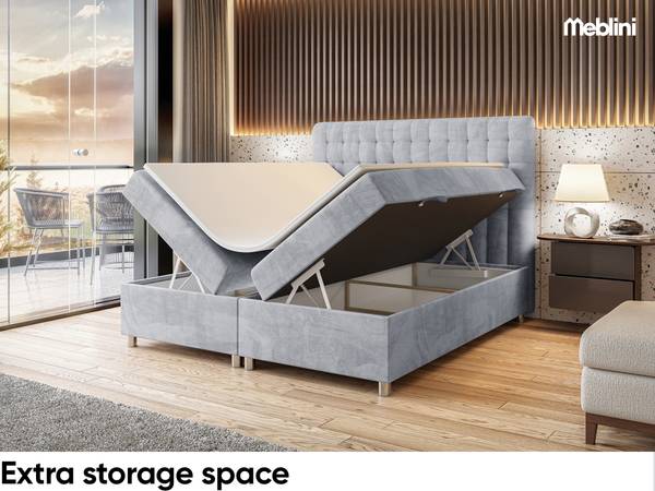 Boxspringbett Aston Hellgrau - H4 - Liegefläche Breite: 160 cm