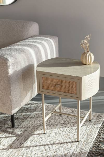 Beistelltisch AMAYA Beige - Massivholz - 48 x 54 x 38 cm