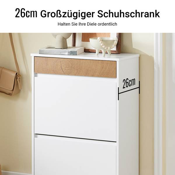 Schuhkipper FSR205-WN Braun - Weiß - Holzwerkstoff - 25 x 91 x 60 cm