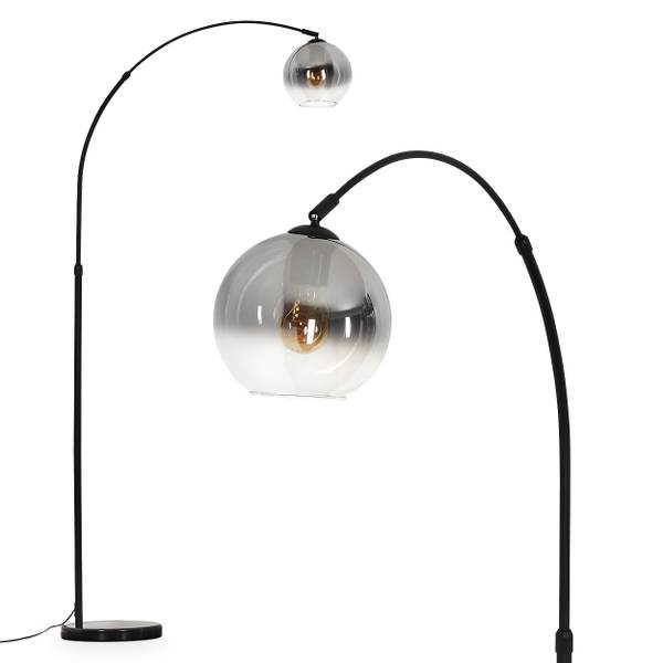 Stehlampe Cesaro Grau - Aluminium - Klarglas - Marmor - 101 x 185 x 72 cm