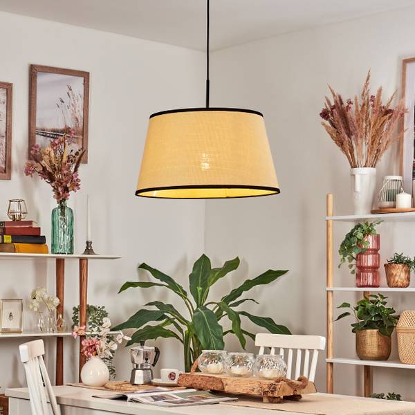 Pendelleuchte Tamarispa Beige - Schwarz - Webstoff - Aluminium - 41 x 151 x 41 cm
