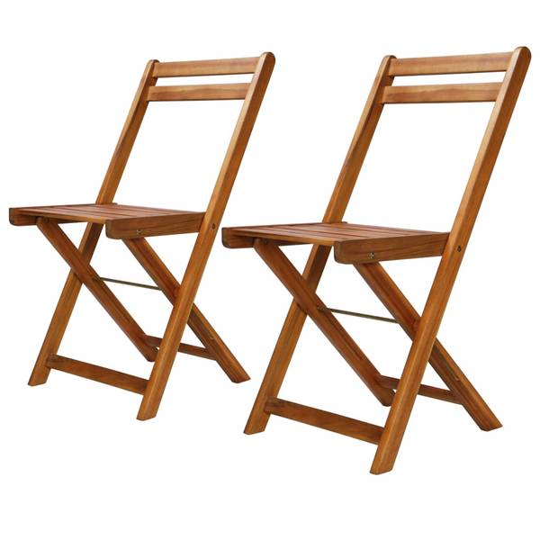 Chaise de bistro 44012 (lot de 2) Marron - Acacia - 51 x 80 x 40 cm