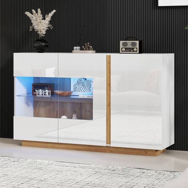 Sideboard Zecoin Weiß - Holzwerkstoff - 138 x 91 x 38 cm