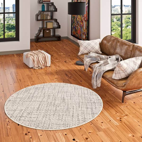 In & Outdoor Teppich Oslo Trend Rund Cremeweiß - 200 x 200 cm