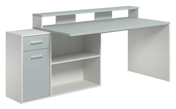 Bureau Gamer wit - deels massief hout - 160 x 91 x 115 cm