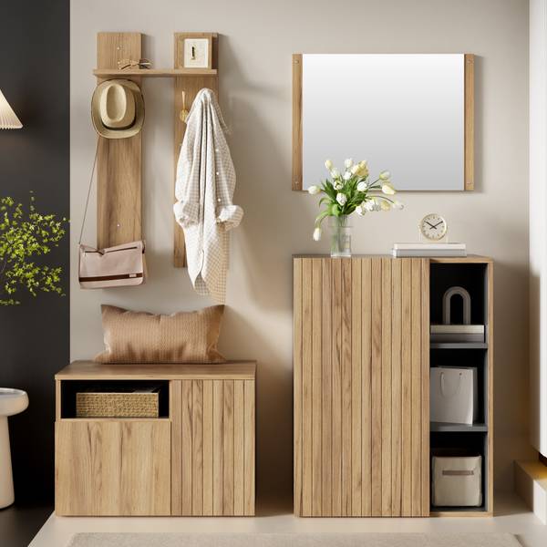 Garderobenset MUHENA415(4er Set) Braun - Holzwerkstoff