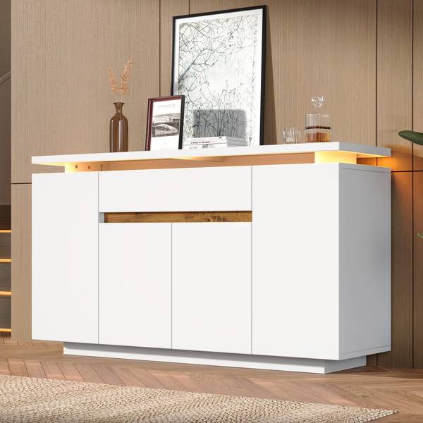 Sideboard GLOWLucy Ⅲ Weiß - Holzwerkstoff - 40 x 80 x 140 cm