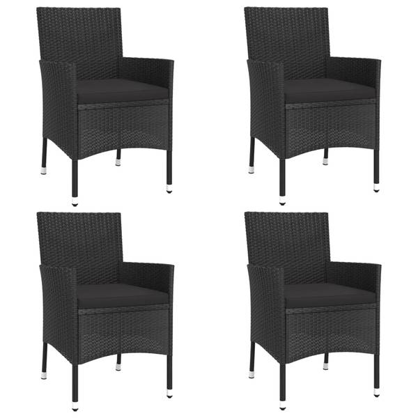 Salle à manger 3029589-1 (lot de 5) Noir - Polyester - Acier - Verre clair - 90 x 75 x 90 cm