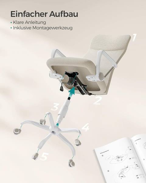 Bürostuhl 100425 Beige - Hellgrau - Weiß