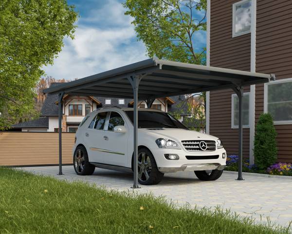 Carport Verona Grau - Metall - 299 x 217 x 504 cm