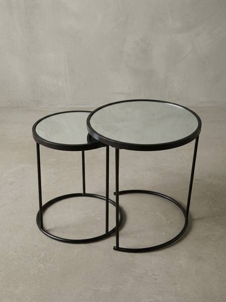 Satztisch AMARES 2er-Set Spiegelglas - 50 x 50 x 50 cm