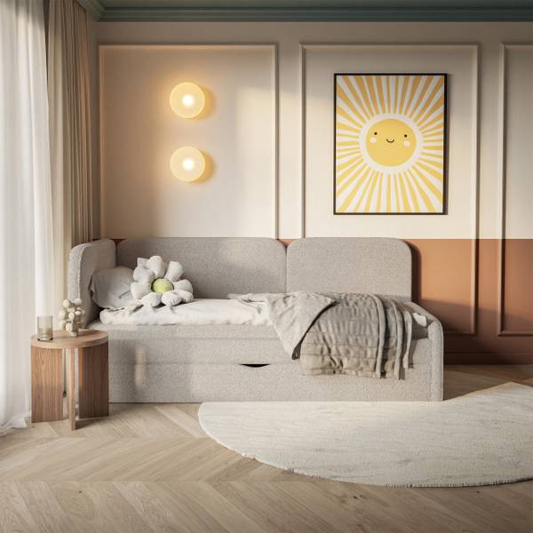Gestoffeerd bed Cuddy beige - polyamide - 103 x 86 x 212 cm