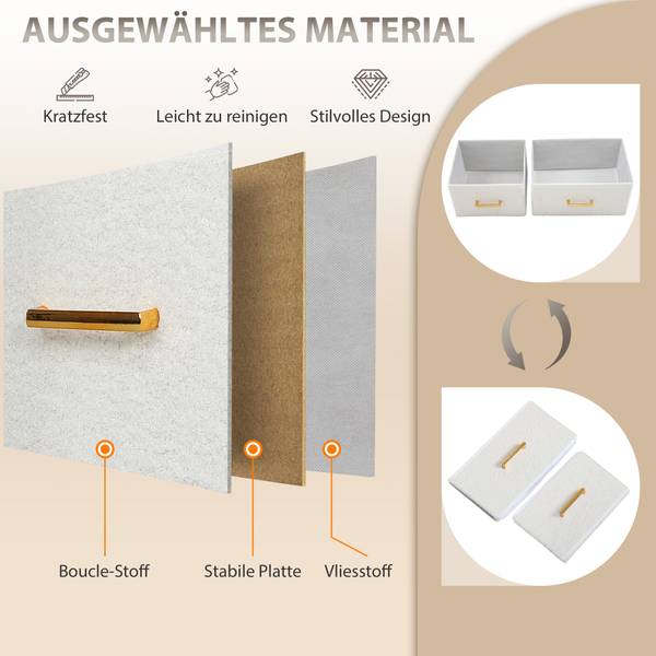 Kommode 831-979V90CW Weiß - Polyester - 30 x 76 x 110 cm