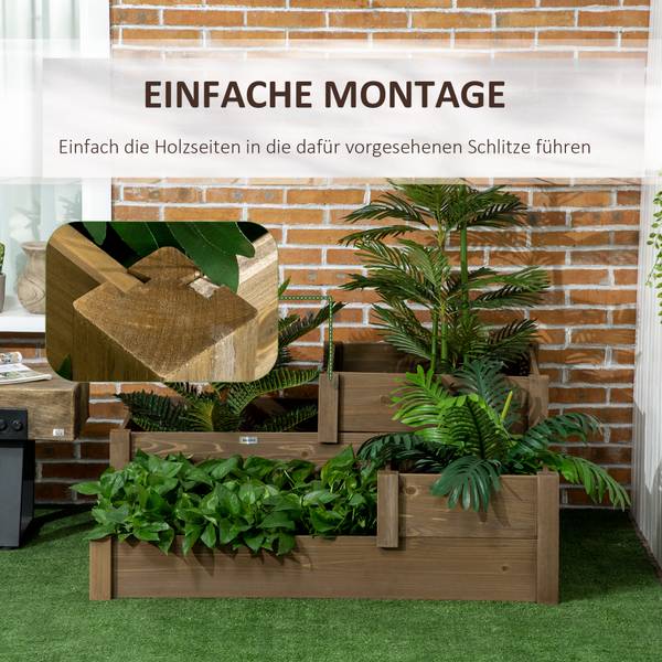 Hochbeet BB5417 Braun - Massivholz - 122 x 51 x 122 cm