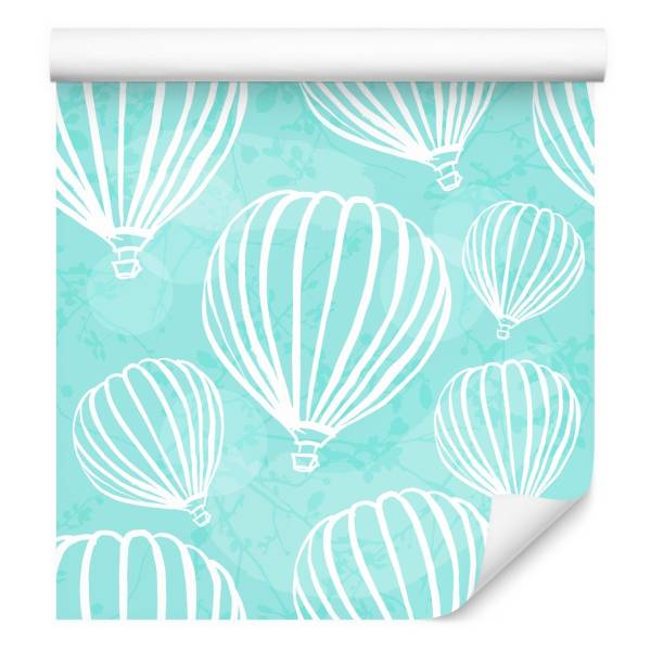 Tapete Luftballons Grün - Weiß - Fleece - 53 x 1000 x 1000 cm