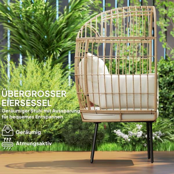 Rattansessel 867-261V00BG Beige - Polyethylen - 80 x 155 x 95 cm