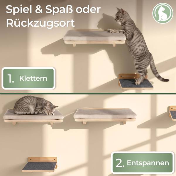 Katzenkletterwand Comfy 5-er Set Beige - Holz teilmassiv - 30 x 12 x 42 cm